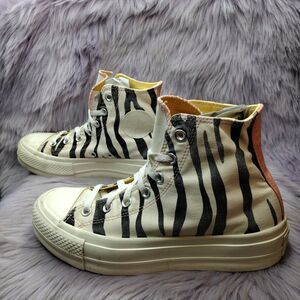 Converse Chuck Taylor All Star Zebra Print High Top Platform Sneakers Women Sz 8